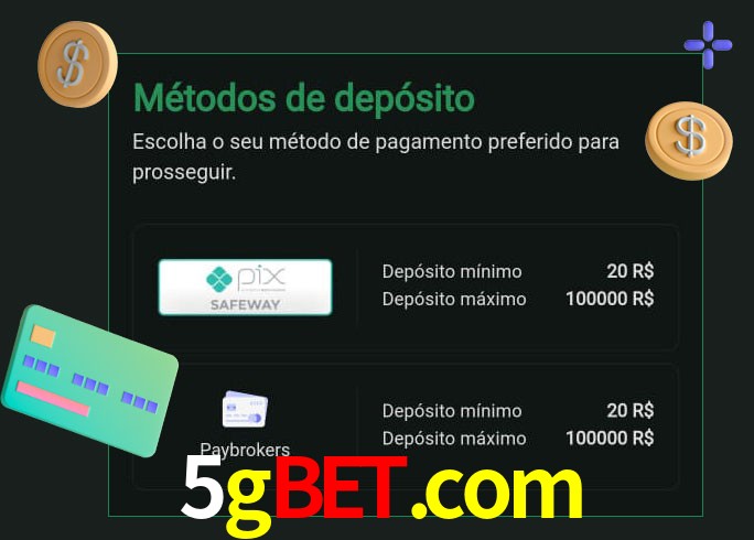 O cassino 5gbet.com oferece uma grande variedade de métodos de pagamento